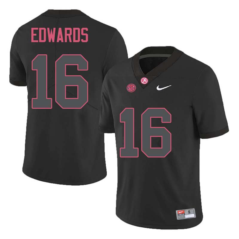 Alabama Crimson Tide Men's Kyle Edwards #16 Black NCAA Nike Authentic Stitched College Football Jersey EH16J02AA